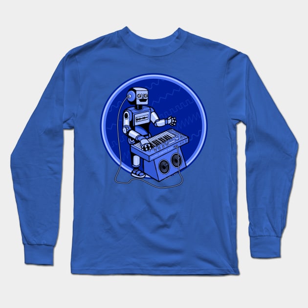 Synth Musician Robot playing Synthesizer Long Sleeve T-Shirt by Mewzeek_T